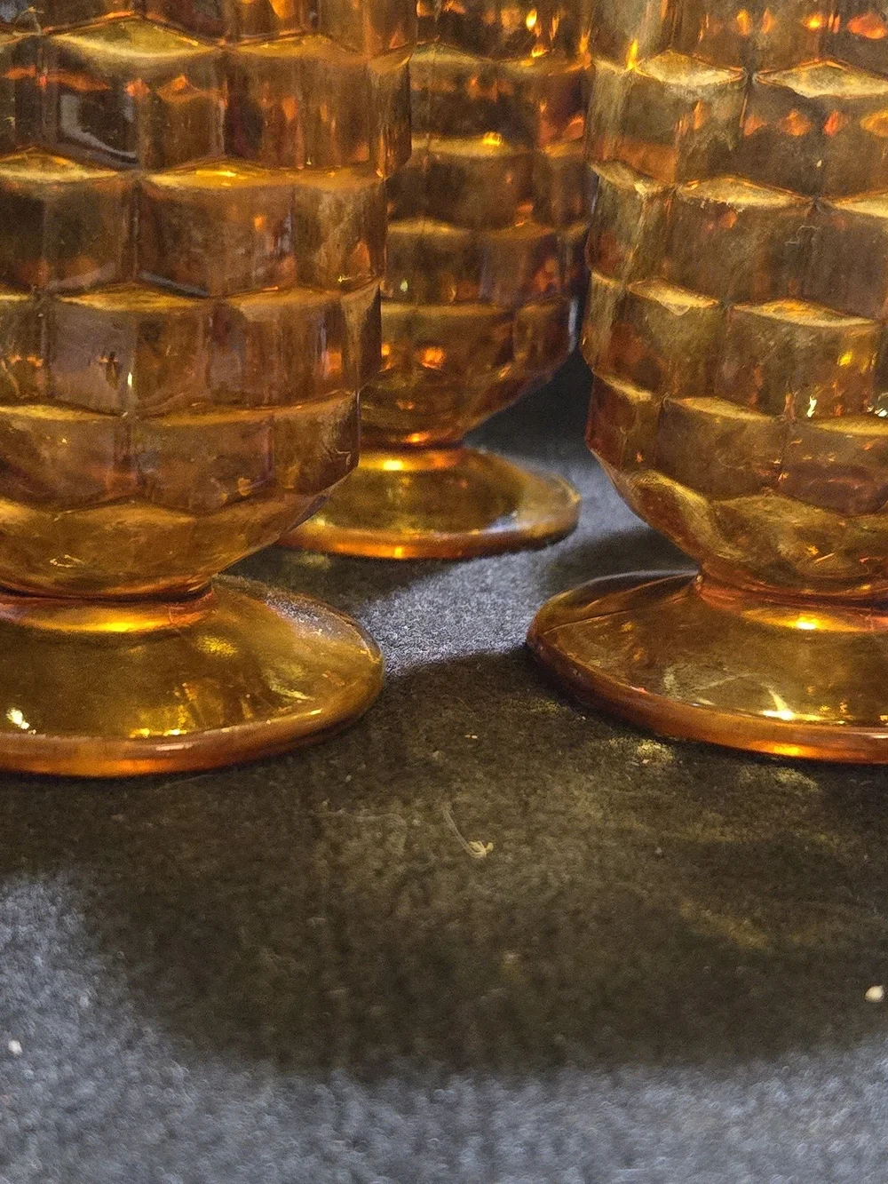 Vintage Amber Textured Glass Tumbler Set - 4 Pack